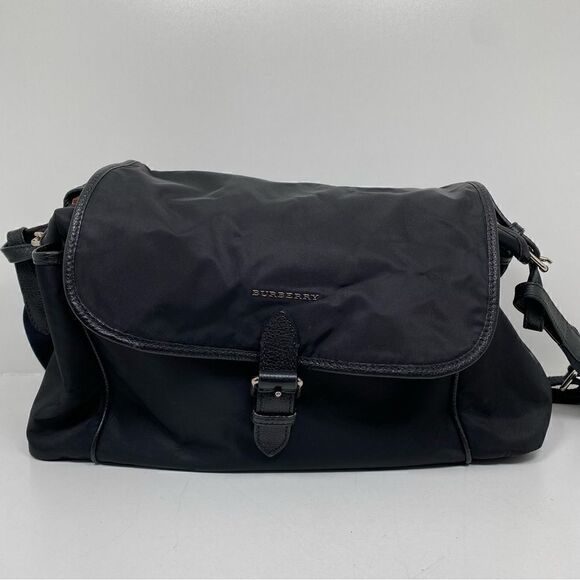 Burberry Flap Nylon Diaper Bag Black - Picture 1 of 15